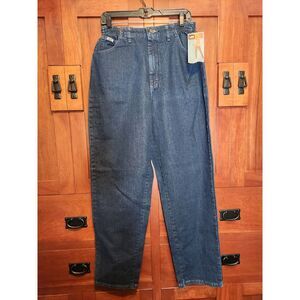 Vintage Lee Dark Denim Jeans Relaxed Side Elastic Tapered Stretch Size 12M NWT!